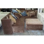 CORNER SOFA, with cushions and matching ottoman,