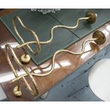 WALL LIGHTS, a pair, 1970's brass, 75cm H.