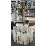 MURANO CHANDELIER, brass with acanthus frosted leaf design, 75cm H.