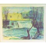 DERWENT LEES NEAC (Australian 1885-1931) 'The Weir', watercolour, 25cm x 35cm, framed and glazed.