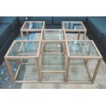 LOW TABLE, Flamant design of square gridded oak for having multiple glass inserts, RRP 1.