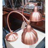 DESK LAMPS, a pair, in metal coppered finished with shade, 48cm H.