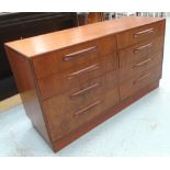 CHEST, 1970s G plan teak, with six short drawers, 45cm D x 142cm W x 75cm D.