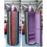 PAGODA WARDROBE, upholstered in a multitude of polychrome fabrics, 220cm H.