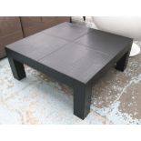 ANDREW MARTIN LOW TABLE, faux crocodile leather, on square supports, 101cm x 101cm x 41cm H.