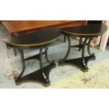 DEMI - LUNE CONSOLE TABLES, two similar,