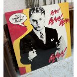 LACQUER PANEL, James Cagney 'You Dirty Rat', 100cm x 100cm.