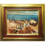 SANDRO NEGRI (b.1940), 'Donne di mare' oil on canvas, framed, signed verso, 29cm x 40cm.