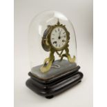 SKELETON CLOCK, 19th century brass of compact proportions, bell striking movement, 18.