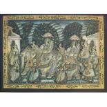DURBAR PROCESSION PAINTING, Indian, mounted and framed, 90cm H x 113cm W overall.
