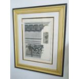 ARCHITECTURAL PRINT, of Corinthian column capitals, framed 95cm W x 118cm H.