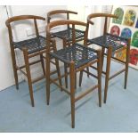 BAR STOOLS, a set of four, by John Vogel for West Elm, with a wood construction,