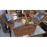 PICNIC BASKET, wicker, by Brexton with associated plates, cutlery etc, 49cm W x 34cm D x 40cm H.