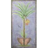 KEN DAVIES, 'Banana tree' tropic collection, mixed media on board, framed, signed, 142cm x 74cm.