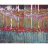 GINETTE FIANDACA, 'Untitled', diptych oil on canvas with additional media, 170cm x 105cm,