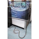 SCREEN SCULPTURE, metal framed with rectangular swirl printed glass plate,