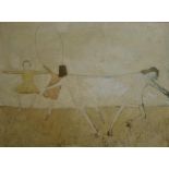 MICHAEL MARKHAM (British, 1921-1984), 'Girls at play', oil on canvas, 63cm x 76cm,