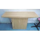 CONSOLE TABLE, 20th century Travertine marble rectangular with angled support,