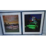 'SUNSET CADILLAC' and 'FROLICS MOTEL', two coloured lithographs after Jack Witter,