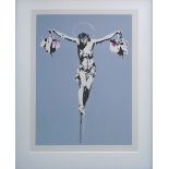 AFTER BANKSY, 'Christ with bags' lithograph, 68cm x 47cm.