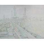 DAVID SMITH (British, 1906-1965) 'Harbour Scene', watercolour, 48.5cm x 64cm, framed.