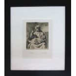 JEAN-FRANCOIS MILLET (1814-1875) 'La bouille', original etching, circa 1861, framed, 44.5cm x 39.