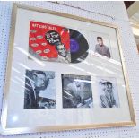 'NAT KING COLE', signed album and photoprint montage, framed, 74cm H x 79cm.