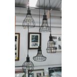 CHANDELIER, six branch, Industrial style, black framed, 162cm H.