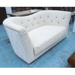 SOFA, two seater, Odeon style in cream Herringbone fabric, 196cm L.