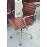 REVOLVING DESK CHAIR, Charles Eames by Vitra, ribbed tan leather,