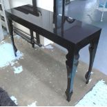 CONSOLE TABLE, Louis by John Reeves, in black lacquered finish, with three frieze drawers,