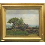 W. FRISTON, (British, b.1803), 'Woodmans Cottage', oil on canvas, 20.5cm x 25.5cm, framed.