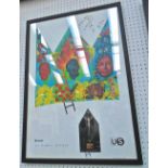 PETER GABRIEL, signed lithograph presentation, framed, 72.5cm H x 52.5cm.