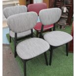 CHAIRS, set of four, in the mid century taste reminiscent of the Parker Eames Fler chairs in style,