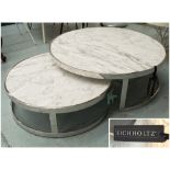 LOW TABLE, circular, in marble on a chromed metal frame by Eichholtz, 100cm diam x 35cm H,