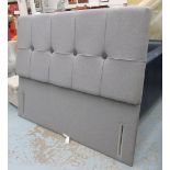 HEADBOARD, from John Lewis, 6ft, button back, grey fabric.