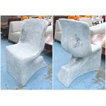 EASY CHAIR, mirrored mozaic in resin of a kneeling person, 54cm W.