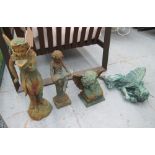 CAST IRON FAIRY FIGURES, a set of four, in a verdigris finish, largest 51cm H.