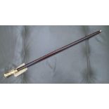 WALKING CANE, with brass cap, 94cm H.