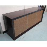 SIDEBOARD, reputedly from Natuzzi, with three woven fabric drawers, 50cm x 77cm H x 190cm L.