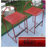 BAR STOOLS, a pair, by Alias Italia, Red Spaghetti by Giandomenico Bellotti,