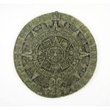 MEXICAN ROUNDEL PLAQUE, composite, impressed tradtional designs, 28cm diam.
