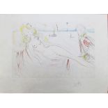 SALVADOR DALI, 'Venus au joueur d'orgue', original drypoint etching in colours on Japon nacre paper,