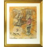 HENRY MOORE, 'Monolithic figures', original lithograph in colours on watermarked paper, 46cm x 38cm,