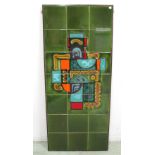WALL PLAQUE, circa 1970, ceramic tiled of rectangular form and abstract design, 110cm x 48cm L.