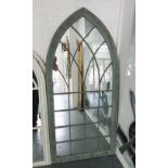 GARDEN MIRROR, Gothic style, metal distressed verdigris finish frame, 66cm x 161cm.