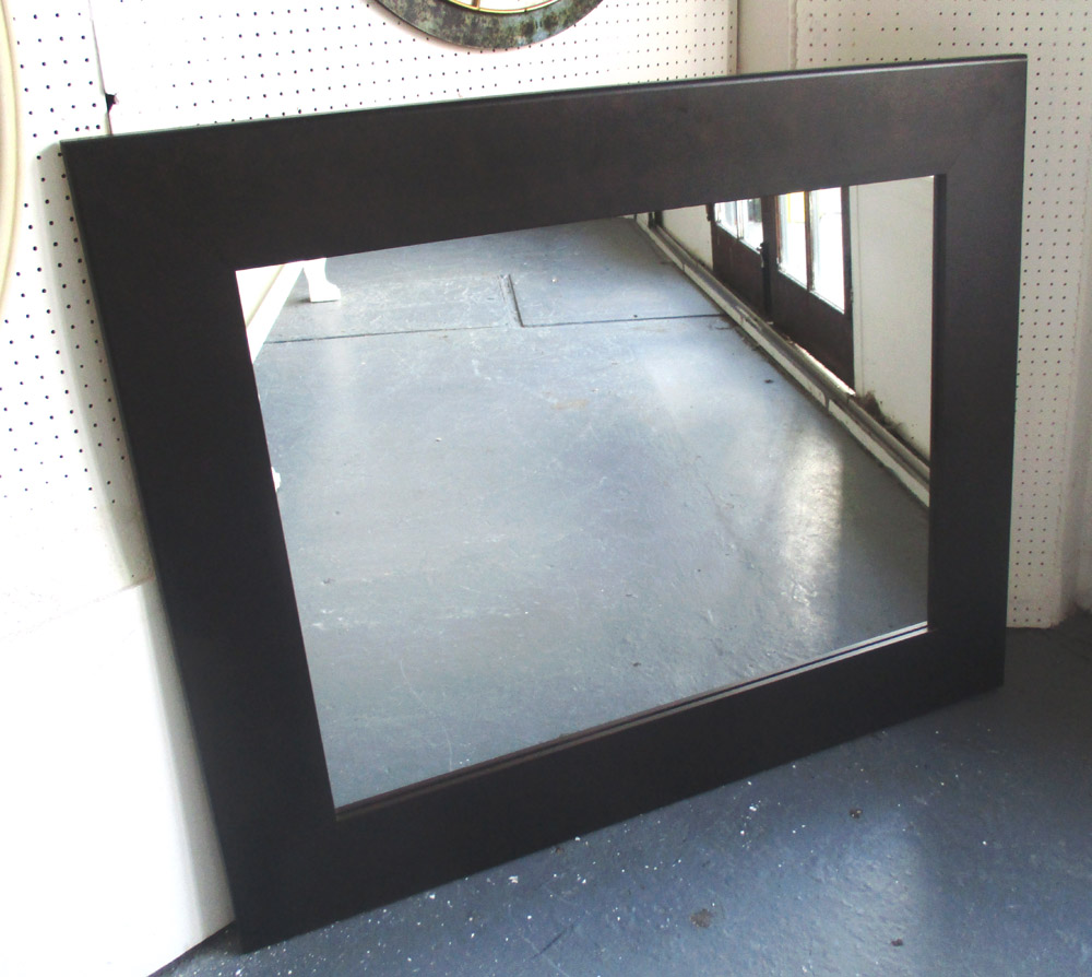 WALL MIRROR, Contemporary rectangular in black frame, 87cm x 112cm.