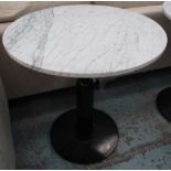 CAFE TABLE, white marble on steel base, 70cm Diam x 75cm H.