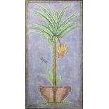 KEN DAVIES, 'Banana tree', tropic collection, mixed media on board, framed, signed, 142cm x 74cm.