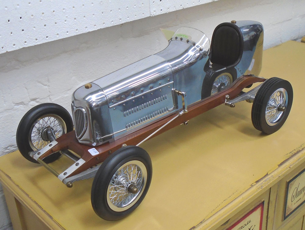 'ATLAS CHROME SPECIAL' MODEL CAR, in aluminium finish, 49cm L.